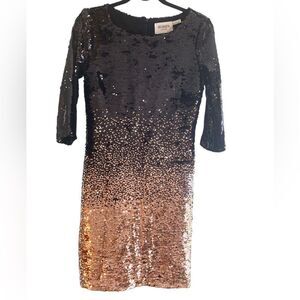 BB DAKOTA rsvp DJ408530 black copper ombre shimmer sequin mini dress NWT